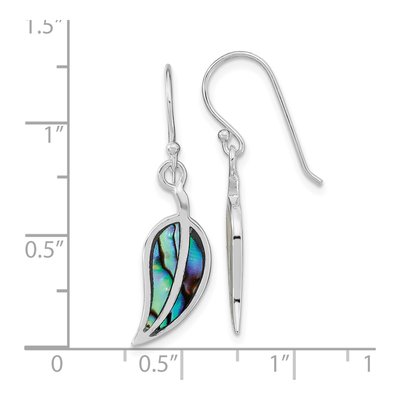 Sterling Silver Abalone Leaf Dangle Earrings – view 5