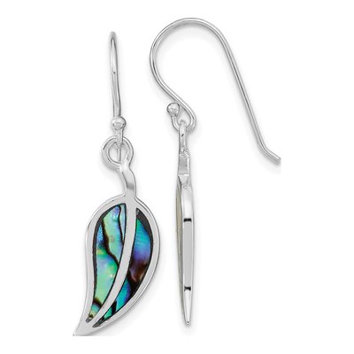 Sterling Silver Abalone Leaf Dangle Earrings