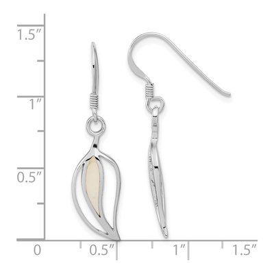 Sterling Silver Mother of Pearl MOP Leaf Dangle Earrings – view 4