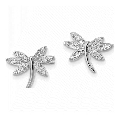 Sterling Silver CZ Dragonfly Stud Earrings – view 3