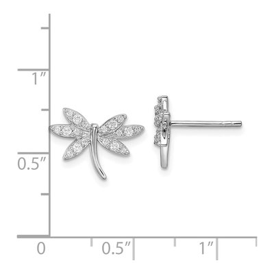 Sterling Silver CZ Dragonfly Stud Earrings – view 5