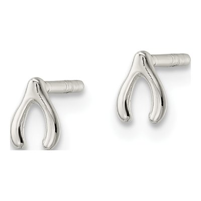 Sterling Silver Wish Bone Stud Earrings – view 3