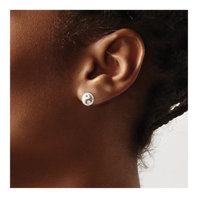 Sterling Silver CZ Yin Yang Stud Earrings – view 4