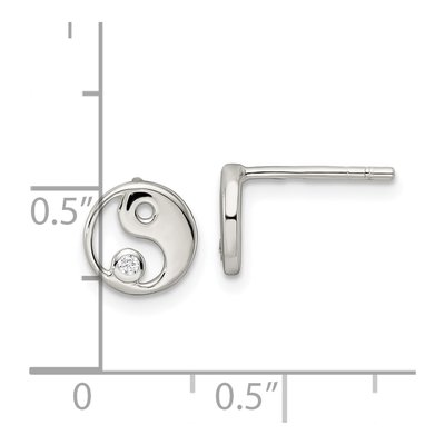 Sterling Silver CZ Yin Yang Stud Earrings – view 5
