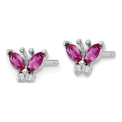Sterling Silver CZ Butterfly Stud Earrings – view 3