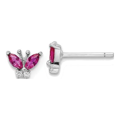 Sterling Silver CZ Butterfly Stud Earrings
