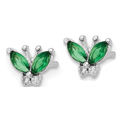 Sterling Silver CZ Butterfly Stud Earrings – view 3