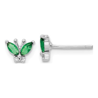 Sterling Silver CZ Butterfly Stud Earrings