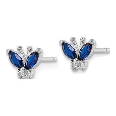 Sterling Silver CZ Butterfly Stud Earrings – view 3