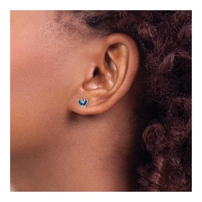 Sterling Silver CZ Butterfly Stud Earrings – view 4