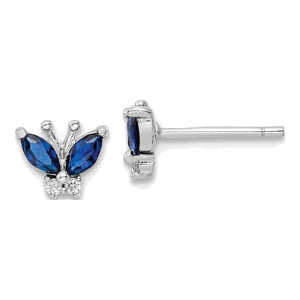 Sterling Silver Blue & White CZ Butterfly Earrings