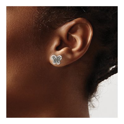 Sterling Silver Marcasite Butterfly Stud Earrings – view 4