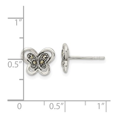 Sterling Silver Marcasite Butterfly Stud Earrings – view 5