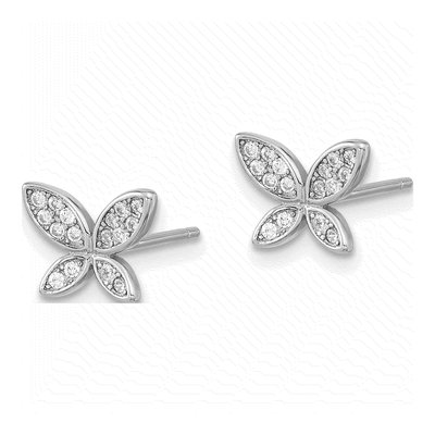 Sterling Silver CZ Butterfly Stud Earrings – view 3