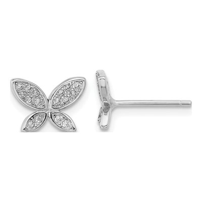 Sterling Silver CZ Butterfly Stud Earrings
