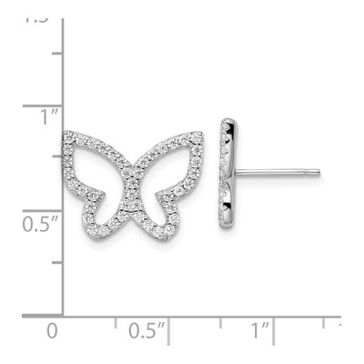 Sterling Silver CZ Open Butterfly Stud Earrings – view 5