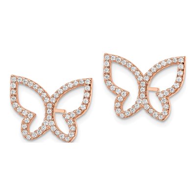 Rose Gold-Plated Sterling Silver CZ Open Butterfly Stud Earrings – view 3