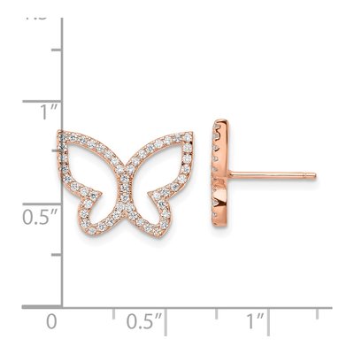 Rose Gold-Plated Sterling Silver CZ Open Butterfly Stud Earrings – view 5