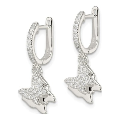 Sterling Silver CZ Butterfly Dangle Earrings – view 3