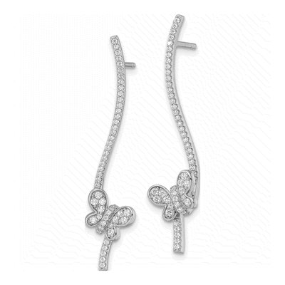 Sterling Silver CZ Bar Dangle Earrings – view 3