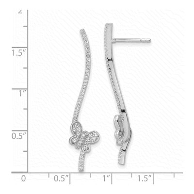 Sterling Silver CZ Bar Dangle Earrings – view 5