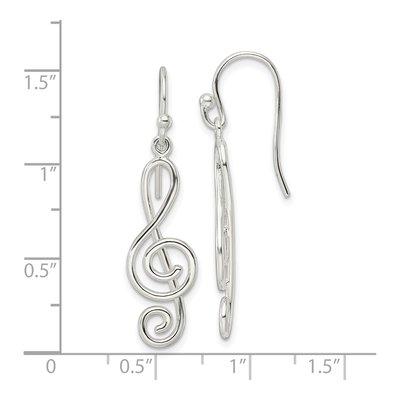 Sterling Silver Treble Clef Dangle Earrings – view 5