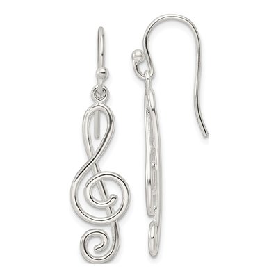 Sterling Silver Treble Clef Dangle Earrings