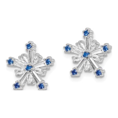 Sterling Silver CZ Snowflake Stud Earrings – view 3