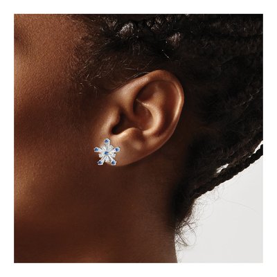 Sterling Silver CZ Snowflake Stud Earrings – view 4
