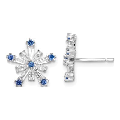 Sterling Silver CZ Snowflake Stud Earrings