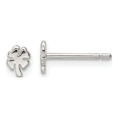 Sterling Silver Leaf Clover Stud Earrings