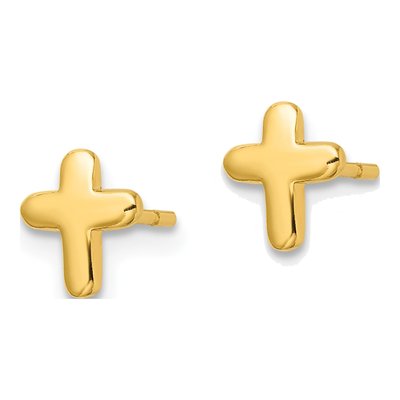 Gold-Plated Sterling Silver Cross Stud Earrings – view 3