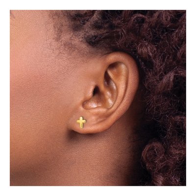 Gold-Plated Sterling Silver Cross Stud Earrings – view 4