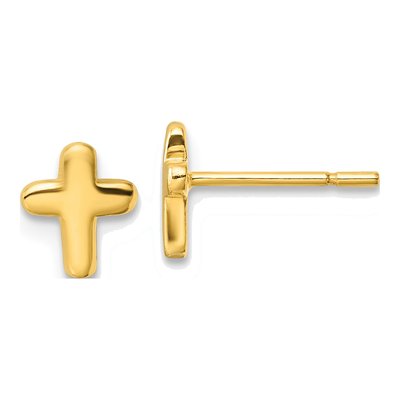 Gold-Plated Sterling Silver Cross Stud Earrings