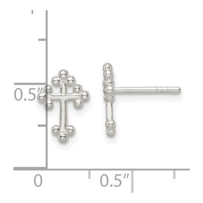 Sterling Silver Budded Cross Stud Earrings – view 5