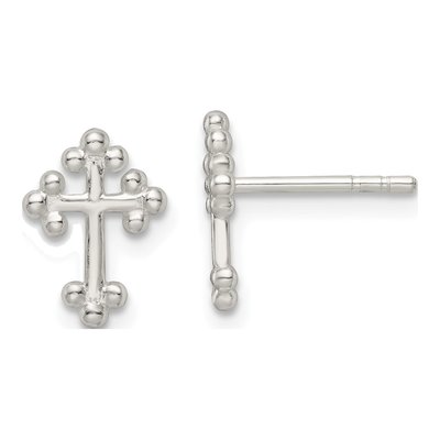 Sterling Silver Budded Cross Stud Earrings