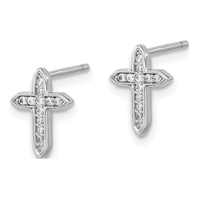 Sterling Silver Round CZ Passion Cross Stud Earrings – view 3