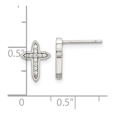 Sterling Silver Round CZ Passion Cross Stud Earrings – view 5