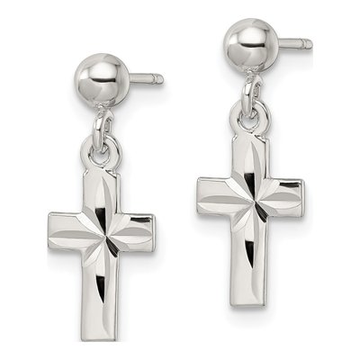 Sterling Silver Latin Cross Dangle Earrings – view 3