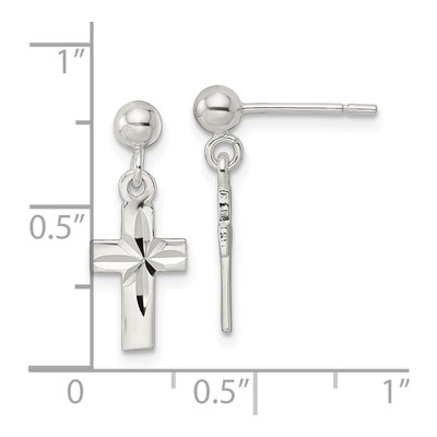 Sterling Silver Latin Cross Dangle Earrings – view 5