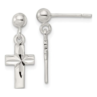 Sterling Silver Latin Cross Dangle Earrings