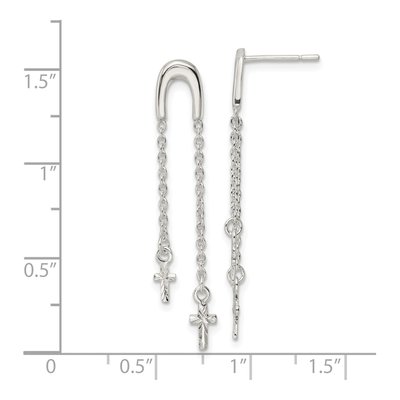 Sterling Silver Cross Multi-Chain Dangle Earrings – view 5