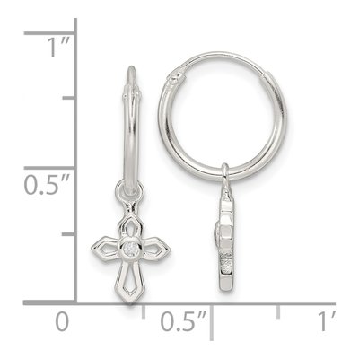 Sterling Silver 23mm CZ Passion Cross Endless Hoop Earrings – view 5