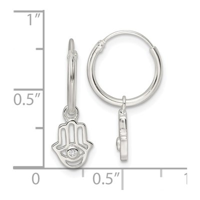 Sterling Silver 21mm CZ Hamsa Endless Hoop Earrings – view 5