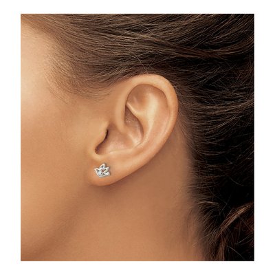 Sterling Silver Round CZ Dove Stud Earrings – view 4