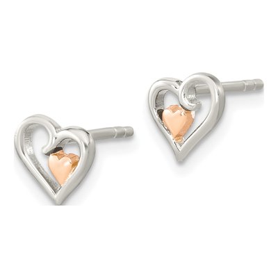 Sterling Silver Girl's Open Heart Stud Earrings – view 3