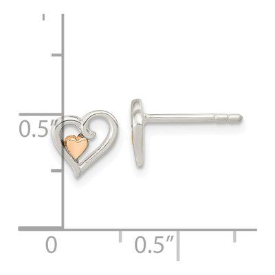 Sterling Silver Girl's Open Heart Stud Earrings – view 5