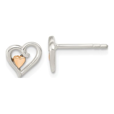 Sterling Silver Girl's Open Heart Stud Earrings