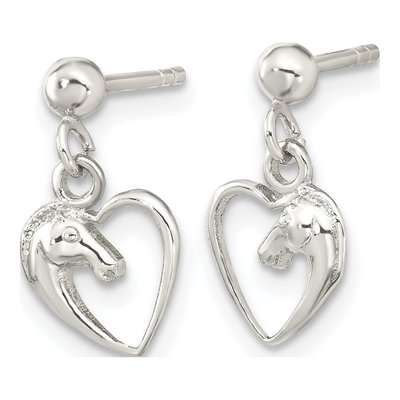 Sterling Silver Girls' Horse Head Dangle Earrings – view 3