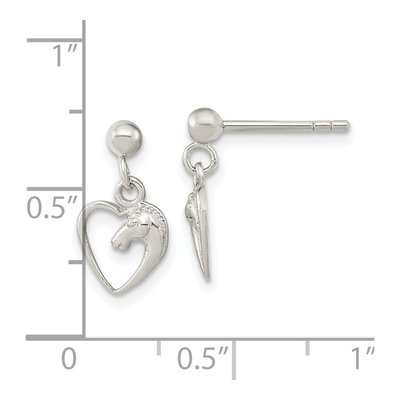 Sterling Silver Girls' Horse Head Dangle Earrings – view 5